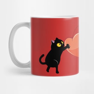 Black cat couple catch a heart Mug